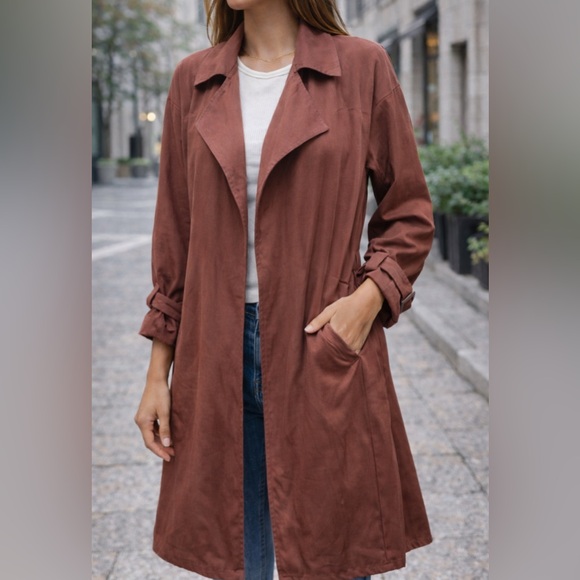 She + Sky Women's Rust Trench Coat - Picture 1 of 4